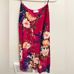 Pink lily tropical floral dress, size large